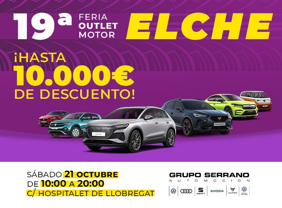 El próximo sábado 21 de octubre vuelve a Elche una de las citas más importantes del año en nuestro sector: ¡la 19º Feria Outlet Motor de Grupo Serrano Automoción!