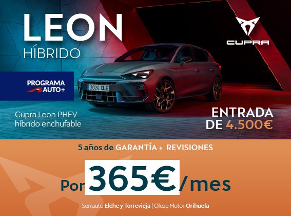 CUPRA LEÓN HÍBRIDO ENCHUFABLE POR SOLO 365€ AL MES - ENTRADA: 4.500€