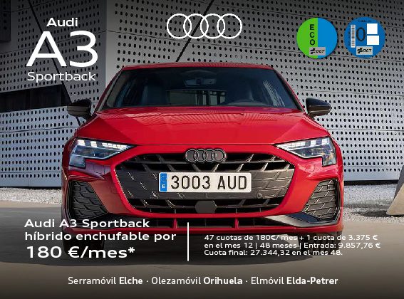AUDI A3 SPORTBACK DESDE 180€/MES - ENTRADA: 9.857€
