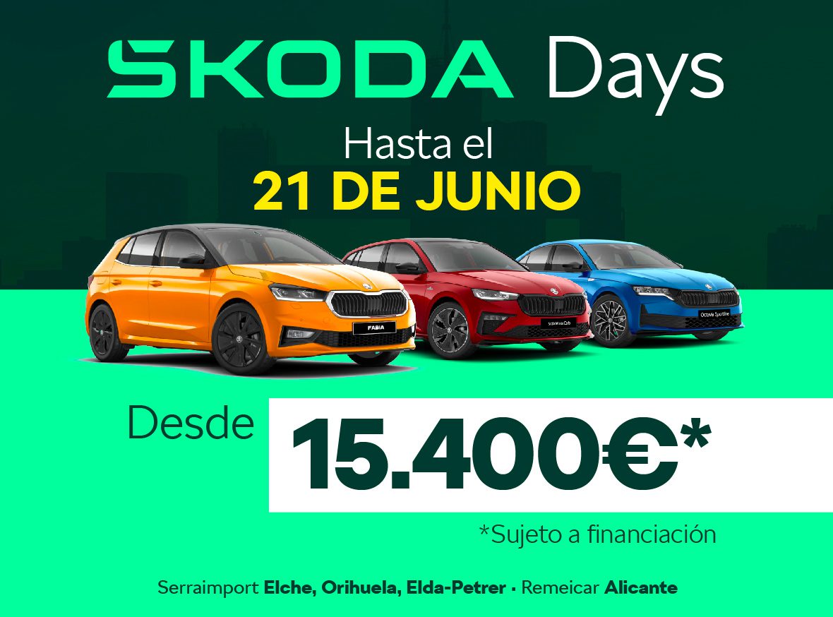 SKODA DAYS HASTA EL DÍA 21 DE JUNIO DESDE 15.400€