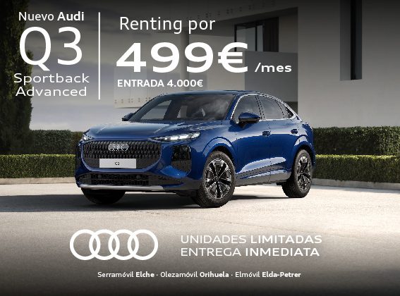 Renting Audi Q3 Sportback Advanced TFSI 150CV S tronic - 499€ al mes - Entrada: 4.000€