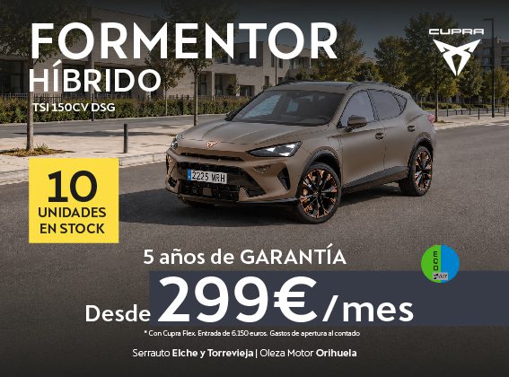 CUPRA FORMENTOR HÍBRIDO POR 299€ AL MES - ENTRADA: 6.150€