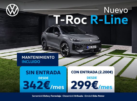 NUEVO VOLKSWAGEN T-ROC R-LINE MICROHÍBRIDO AUTOMÁTICO DESDE 299€ AL MES - ENTRADA: 2.200€